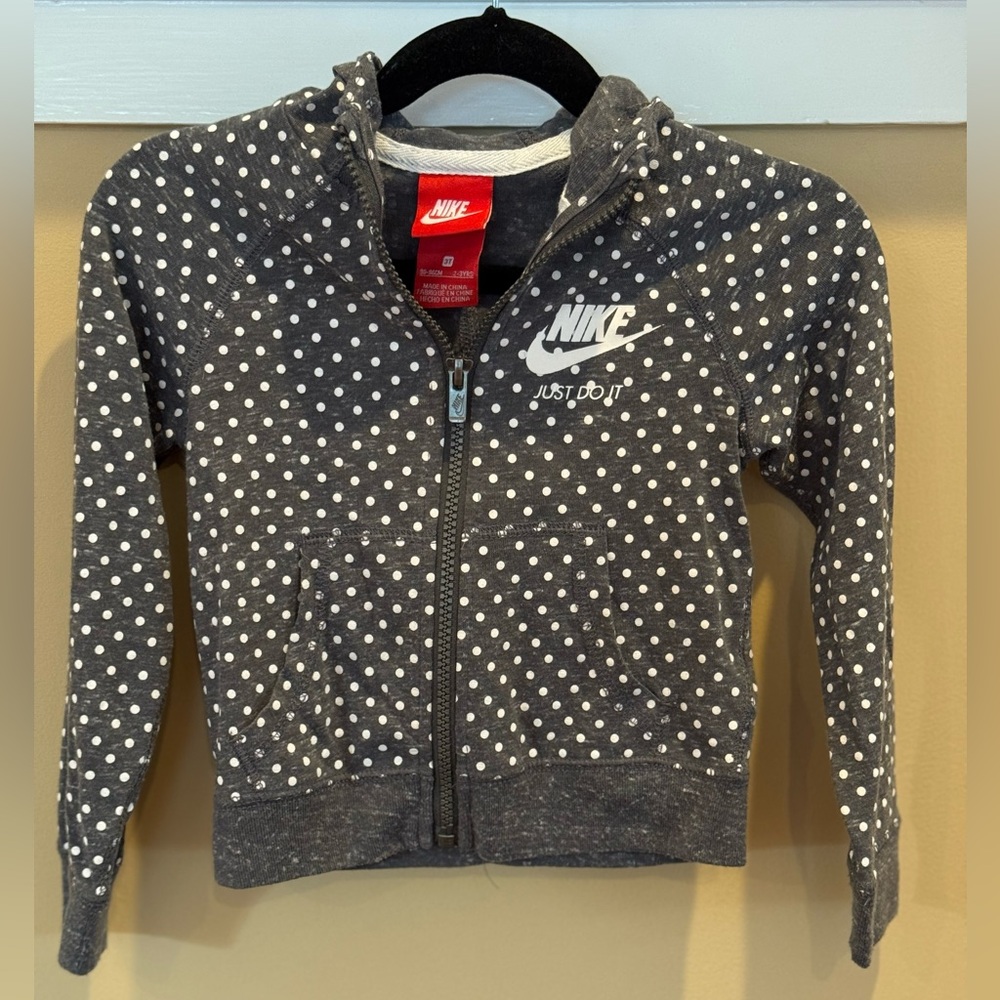 Nike Kids' Charcoal and White Polka Dot Hoodie Zip Up